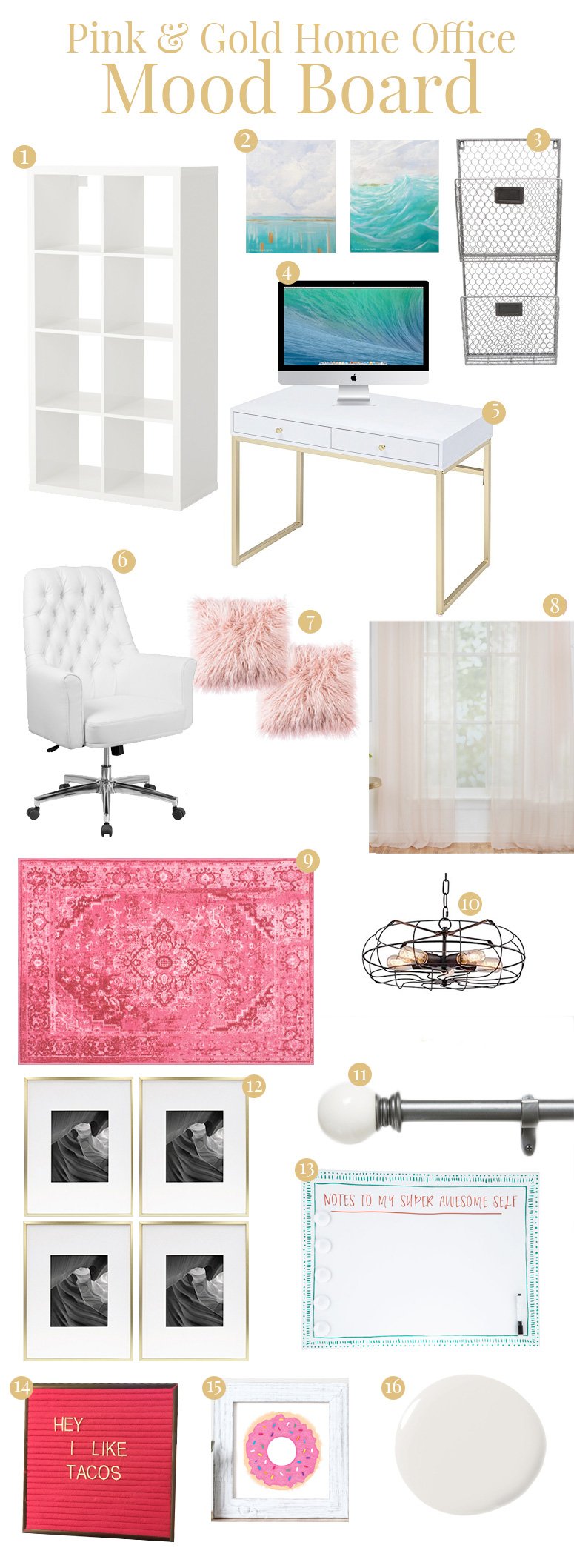 PinkGoldHomeOfficeMoodboard