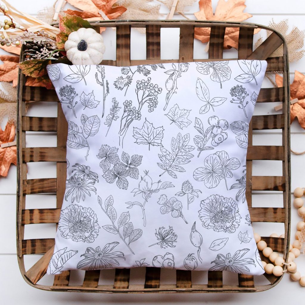 Black and White Fall Foliage Throw Pillow Southbound Market