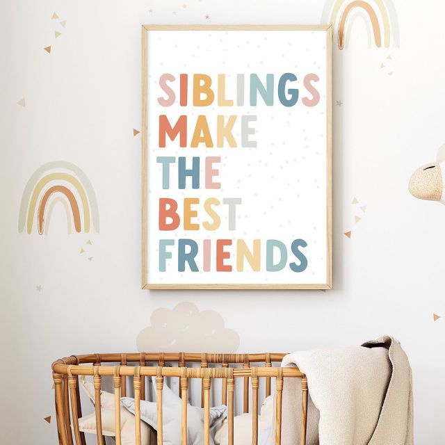 Happy National Siblings Day!!
⠀⠀⠀⠀⠀⠀⠀⠀⠀
Celebrate the special bond between siblings with our 'Siblings Make the Best Friends' playroom art print 🌸🖼️👦🏻👧🏻 A fun and playful way to decorate your kids' playroom and remind them of the special friendship they share with their brothers and sisters. Create a space that inspires joy, imagination, and love!
#playroomdecor #siblingslove #digitalartprints #nationalsiblingsday